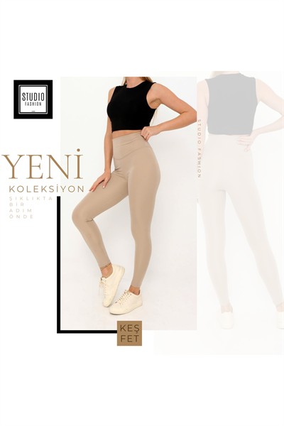 Kadın Siyah Orijinal Premium Yüksek Bel Toparlayıcı Düz Şardonsuz Tayt