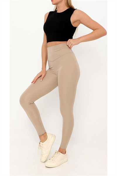 Kadın Siyah Orijinal Premium Yüksek Bel Toparlayıcı Düz Şardonsuz Tayt