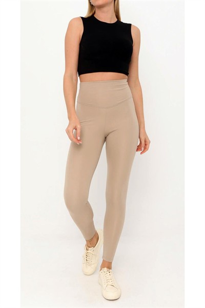 Kadın Siyah Orijinal Premium Yüksek Bel Toparlayıcı Düz Şardonsuz Tayt