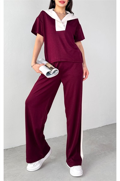 Kadın Siyah Premium Modal Kumaş Açık Patlı Yaka Bluz Garnili İkili Takım