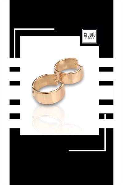 Kadın VIP Çelik Premium Rodyum Kaplama Şık Halka Küpe