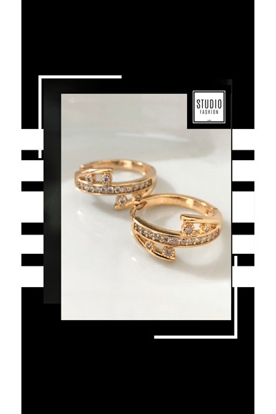 Kararmaz Kuyumcu I?şçilik Vip Çelik Premium Rodyum Kaplama Tasarım Zirkon Halka Küpe