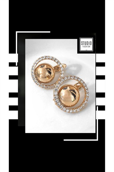 Kararmaz Kuyumcu I?şçilik Vip Çelik Premium Rodyum Kaplama Tasarım Zirkon Taşlı Halka Küpe