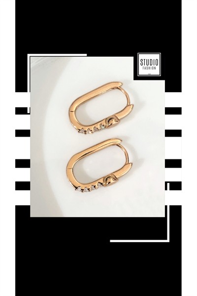 Kararmaz Kuyumcu I?şçilik Vip Çelik Premium Rodyum Kaplama Zirkon Taşlı Tasarım Halka Küpe