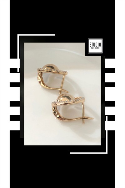 Kararmaz Kuyumcu I?şçilik Vip Çelik Premium Rodyum Kaplama Tasarım Zirkon Taşlı Halka Küpe