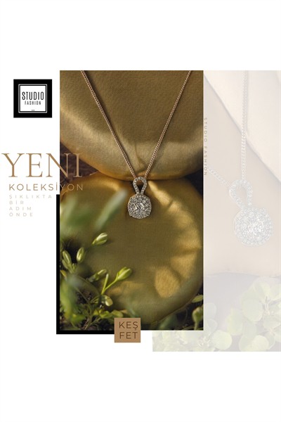 Kararmaz Kuyumcu I?şçilik Vip Çelik Premium Rodyum Kaplama Zirkon Taşlı Modern Tasarım Kolye