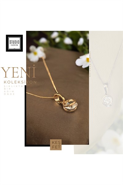 Kararmaz Kuyumcu I?şçilik Vip Çelik Premium Rodyum Kaplama Taşlı Modern Tasarım Kolye