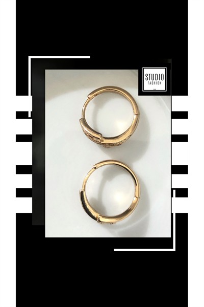 Kararmaz Kuyumcu I?şçilik Vip Çelik Premium Rodyum Kaplama Tasarım Zirkon Halka Küpe