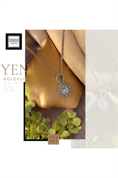 Kararmaz Kuyumcu I?şçilik Vip Çelik Premium Rodyum Kaplama Zirkon Taşlı Modern Tasarım Kolye