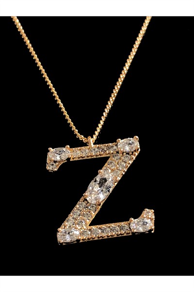 Kararmaz Kuyumcu I?şçilik Zirkon Taşlı Vıp Taşlı Zirkon Premium Rodyum Kaplama Z Harf Kolye