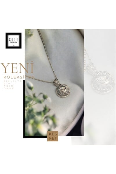 Kararmaz Kuyumcu Vip Çelik Premium Rodyum Kaplama Trend Modern Tasarım Taşlı Kolye