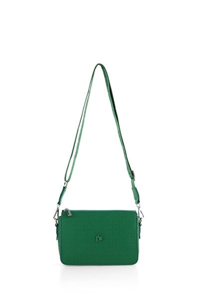 Üç Gözlü Postacı Model Yüksek Kalite Kabartma Fitilli Yeşil Çapraz Çanta