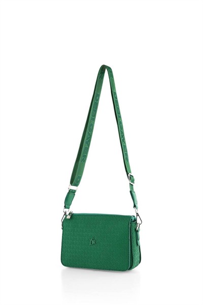 Üç Gözlü Postacı Model Yüksek Kalite Kabartma Fitilli Yeşil Çapraz Çanta