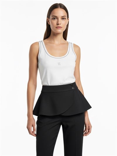 LUXURY EDIT Beyaz Pamuk Dokulu Regular Fit Atlet