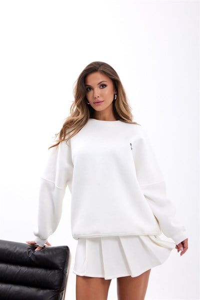 Oversize Mini Etekli Takım Ekru