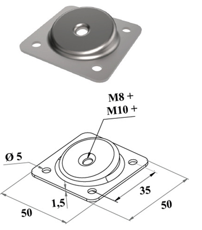 50x50 mm M8 Zigon Sehpa Ayak Bağlantı Sacı Dereceli Metal Aparat