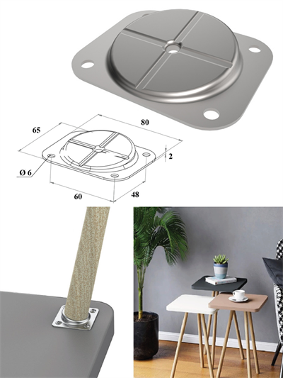 60x80 mm M8 Zigon Sehpa Ayak Bağlantı Sacı Dereceli Metal Aparat