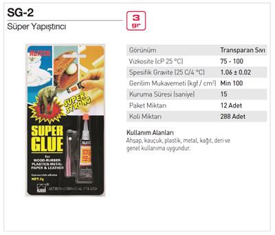 Alteco Sg-2 Süper Japon Yapıştırıcı 3 gr