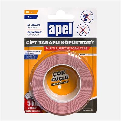Apel At60 Çift Taraflı Köpük Bant 18 mm X 2 Metre Beyaz