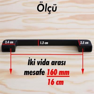 Arel 160 mm Siyah Kulp Mobilya Dolap Çekmece Vestiyer Kulpları