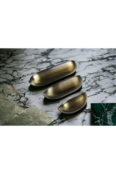 Çanak Kulp - 64 mm Antik Sarı Mobilya Kulp (Dolap, Çekmece, Vestiyer Uyumlu)