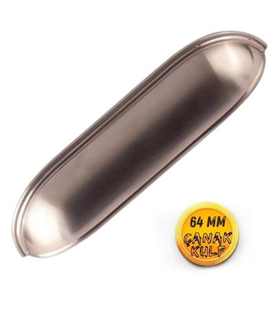 Çanak Kulp - 64 mm Füme Mobilya Kulp (Dolap, Çekmece, Vestiyer Uyumlu)