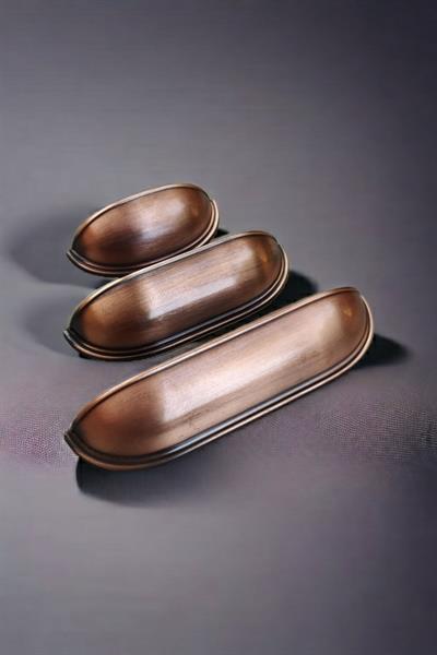 Çanak Kulp - 96 mm Antik Bakır Mobilya Kulp (Dolap, Çekmece, Vestiyer Uyumlu)