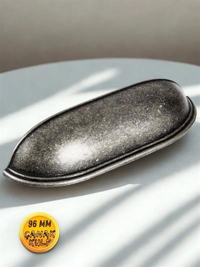 Çanak Kulp - 96 mm Antik Gümüş Mobilya Kulp (Dolap, Çekmece, Vestiyer Uyumlu)