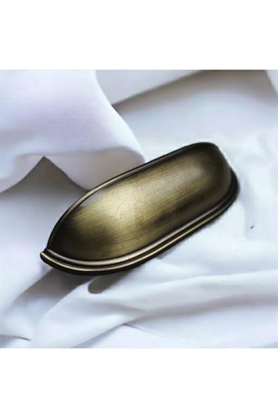 Çanak Kulp - 96 mm Antik Sarı Mobilya Kulp (Dolap, Çekmece, Vestiyer Uyumlu)