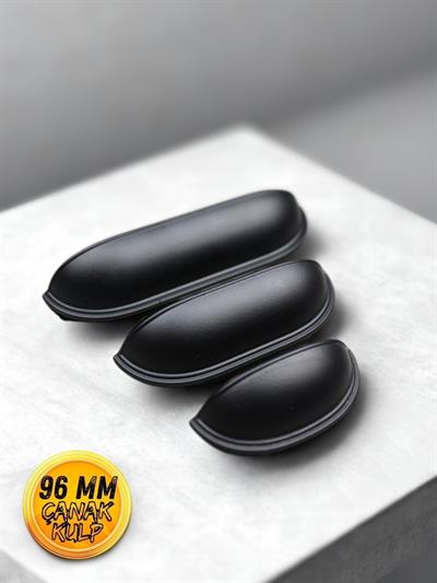 Çanak Kulp - 96 mm Mat Siyah Mobilya Kulp (Dolap, Çekmece, Vestiyer Uyumlu)