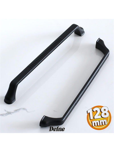 Defne 128 mm Siyah Kulp Mobilya Dolap Çekmece Vestiyer Kulpları