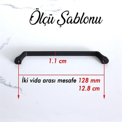 Defne 128 mm Siyah Kulp Mobilya Dolap Çekmece Vestiyer Kulpları