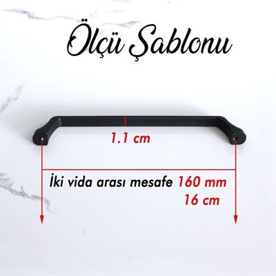 Defne 160 mm Siyah Kulp Mobilya Dolap Çekmece Vestiyer Kulpları