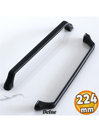 Defne 224 mm Siyah Kulp Mobilya Dolap Çekmece Vestiyer Kulpları