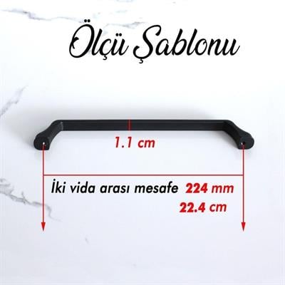 Defne 224 mm Siyah Kulp Mobilya Dolap Çekmece Vestiyer Kulpları