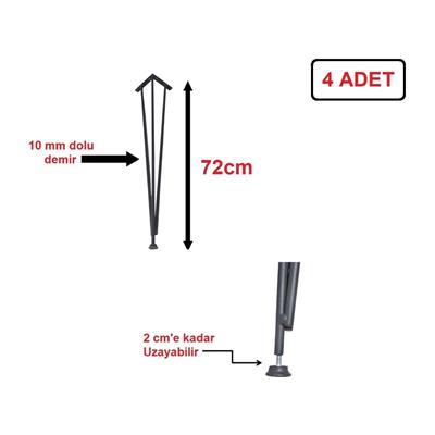 Firkete Metal Ayak Mat Siyah 72 Cm
