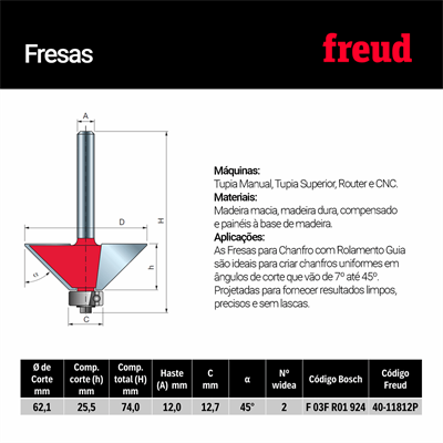 Freud 40-10106P 16,7x12,7x6 Z=2 22,5°