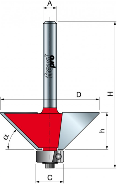 Freud 40-10506P Sap 6mm 45 Derece Pah Kırma Frezesi 31x9,5x52,3x6 Z=2 45°