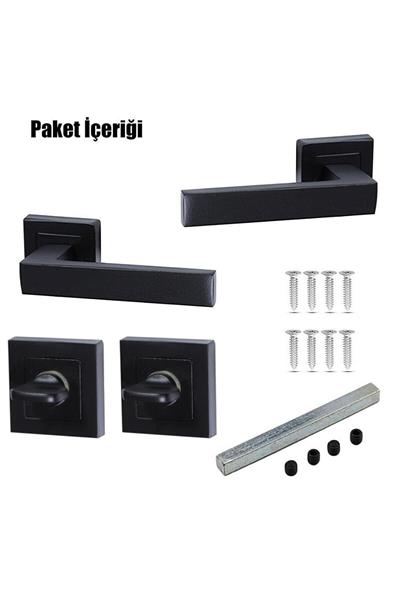 Güveniş Zigana Alm.Kare Rozetli Siyah Wc Kapı Kolu