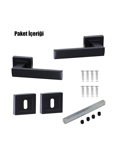 Güveniş Zigana Alm.Kare Rozetli Siyah Oda Kapı Kolu