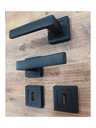 Güveniş Zigana Alm.Kare Rozetli Siyah Oda Kapı Kolu