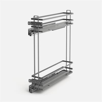 Hettich 2 Katlı Yandan Raylı Frenli Antrasit Şişelik, Baharatlık & Deterjanlık 20 cm Kapak Uyumlu Premium Line