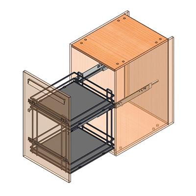 Hettich 2 Katlı Yandan Raylı Frenli Krom Şişelik, Baharatlık & Deterjanlık 30 cm Kapak Uyumlu Premium Line