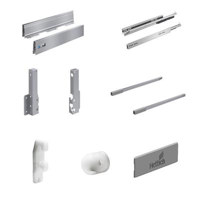 Hettich Atira Bordürlü Metal Geniş Yanaklı Gri Çekmece Seti Rayı / 47 Cm 176 mm Yanak