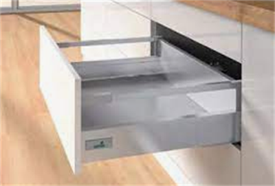 Hettich Atira Bordürlü Metal Yanaklı Gri Çekmece Seti Rayı / 42 Cm 176 mm Bordür Yüksekliği