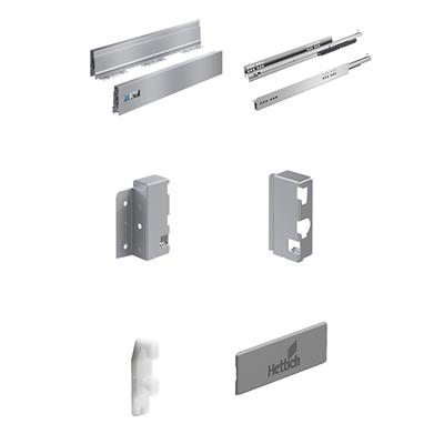 Hettich Atira Bordürsüz Metal Yanaklı Gri Çekmece Seti Rayı / 47 Cm
