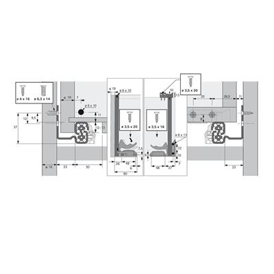 Hettich Quadro 25 cm Bas Aç Tam Açılım Ray Çekmece Rayı Basaç Ray Mandal Dahil