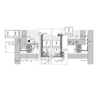 Hettich Quadro 25 cm Tek Açılım Frenli Ray Çekmece Rayı Mandal Dahil