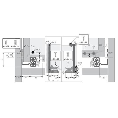 Hettich Quadro 30 cm Tam Açılım Frenli Ray Çekmece Rayı Mandal Dahil