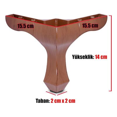 Lükens Plastik Ayak 14 cm Ceviz Mobilya Koltuk Dolap Komidin Gardrop Puf Ayağı